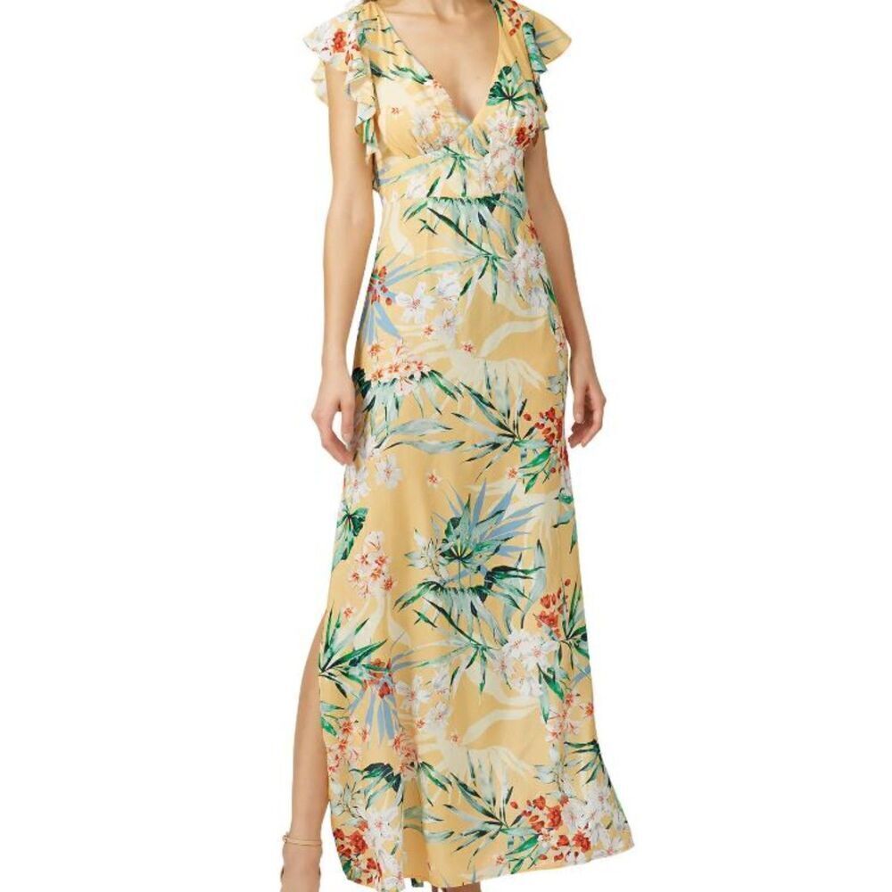 Finders Keepers Floral Paradise Maxi Strappy Back Yellow Women's Size 10
